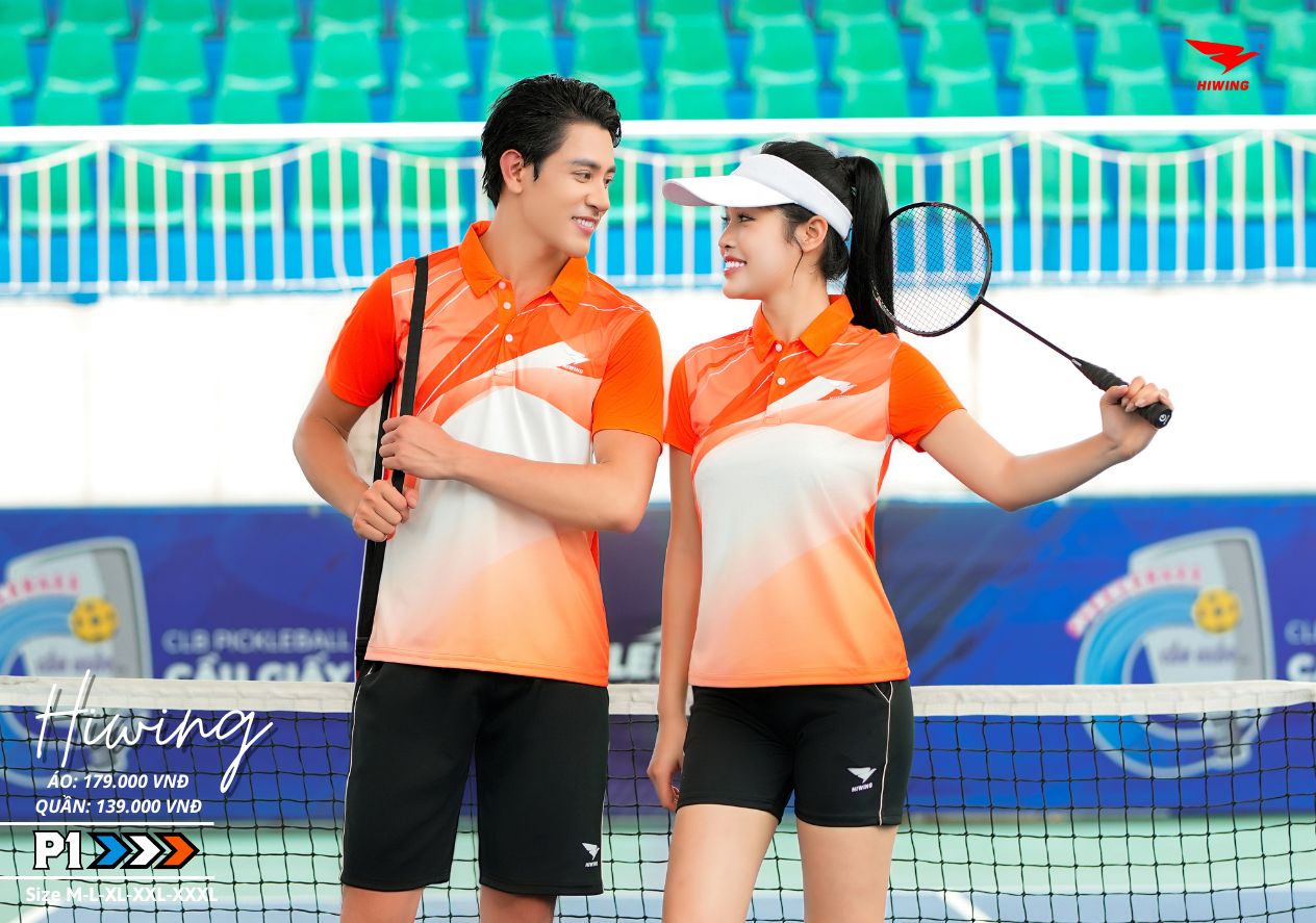 Áo cầu lông Pickleball tenis Nam Hiwing P1 Màu cam